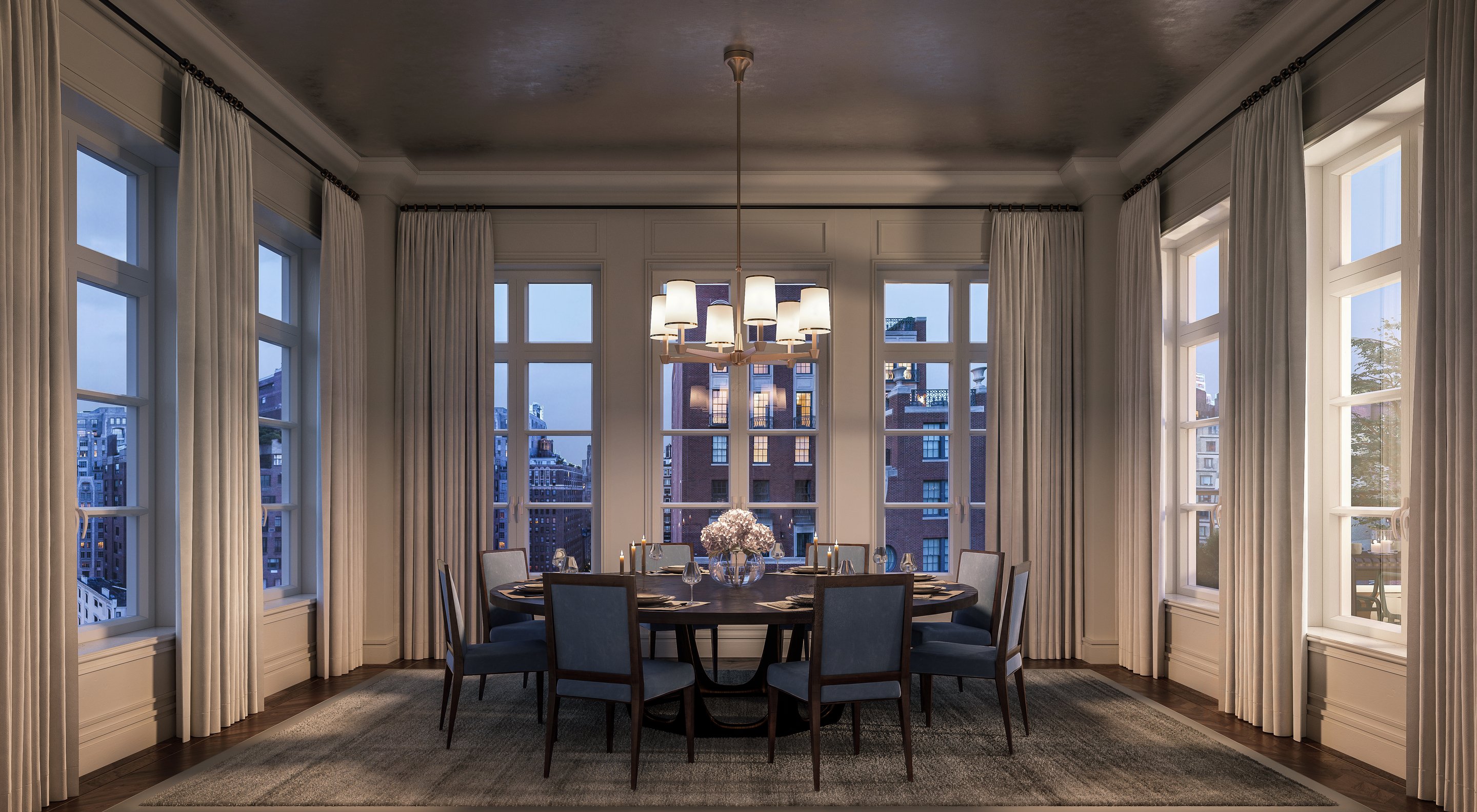 Image showcasing Penthouse Dining Room + Lounge Area - Modern - Dining Room - New York ...